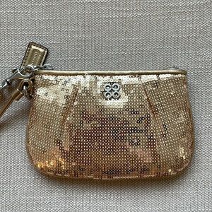 🌟 Gold Sequin Coach Wristlet